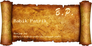 Babik Patrik névjegykártya