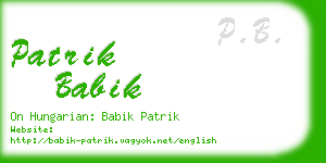 patrik babik business card